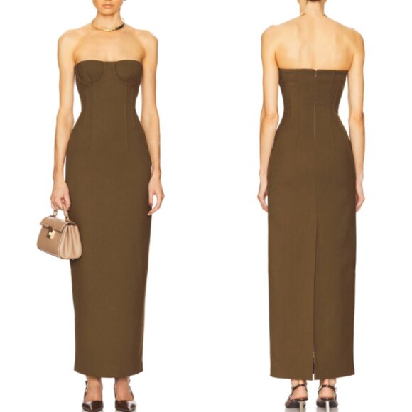 NEW Helsa Revolve The Linear Suiting Maxi Dress - Dark...